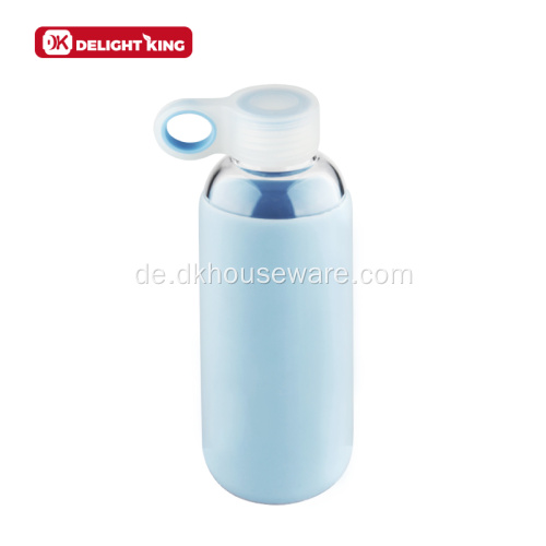 Wasserflasche aus Glas mit wiederverwendbarer Silikonhülle